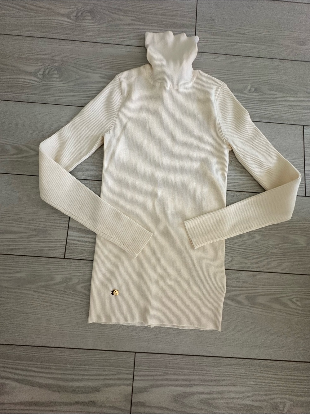 Ralph Lauren Cream Ribbed Turtleneck Sweater
